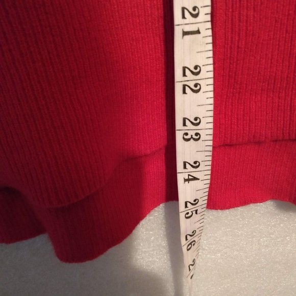 FLAWLESS- Holiday RED 100%CASHMERE L/Sleeve Sweater Knit , M with MEASUREMENTS - Picture 7 of 9